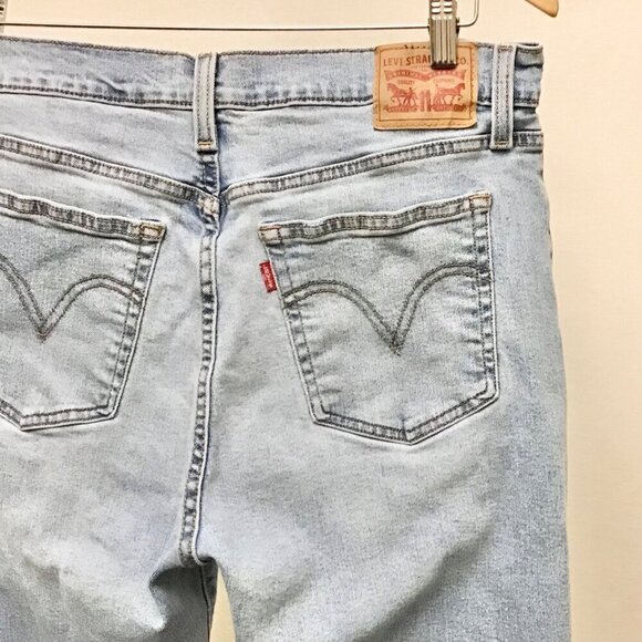 Levi’s 32 (14/15) Wedgie Straight Women’s Jeans Distressed Frayed Hems Stretch - Picture 6 of 12